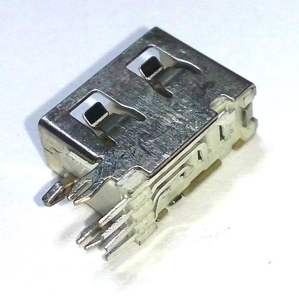 Разъём USB тип A угловой вертикальный на плату, короткий