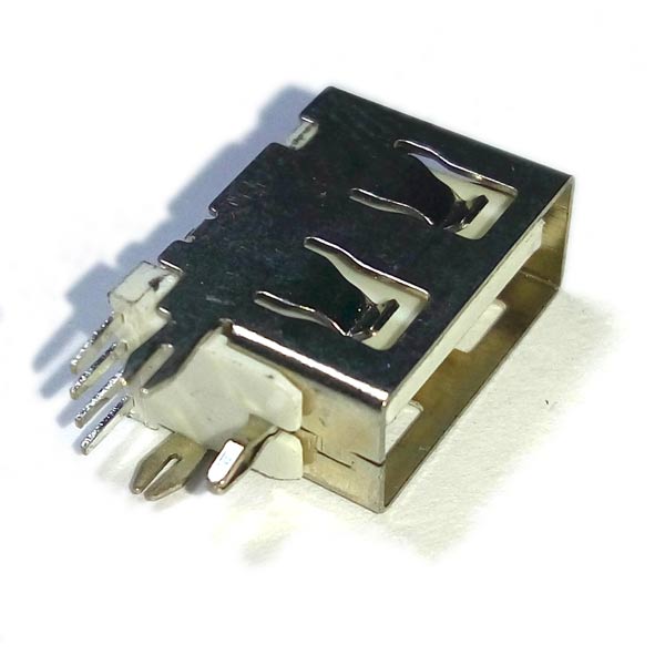 Разъём USB тип A угловой вертикальный на плату, короткий